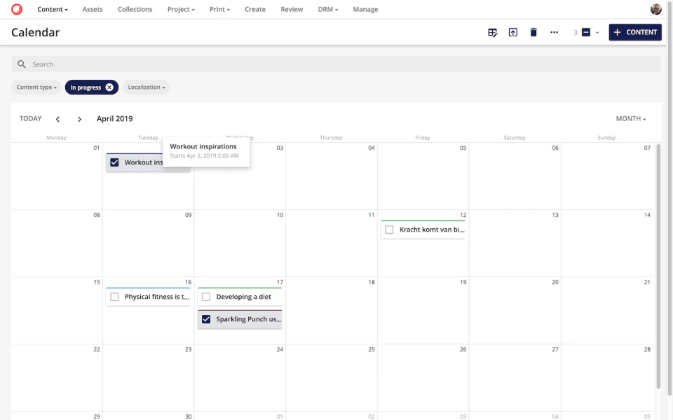 screenshot of Content Hub